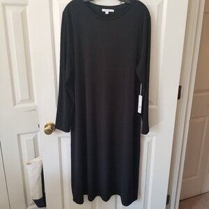 CHICO'S "SOLID BLACK MIDI DRESS LONG SLEEVE 3